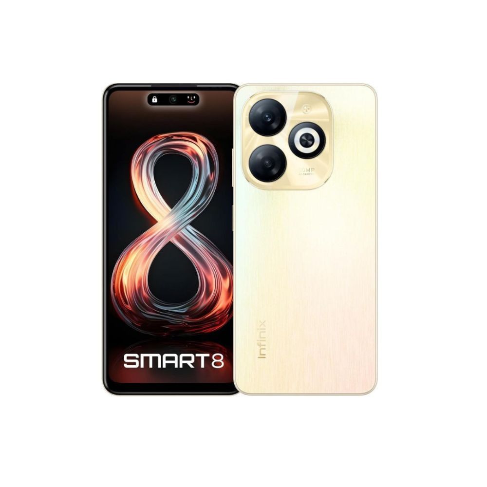 Infinix Smart 8 8GB RAM 128GB Storage  5000 mAh Heavy Battery  Android 13 Go  50MP  AI Camera  Dual Sim Shiny Gold