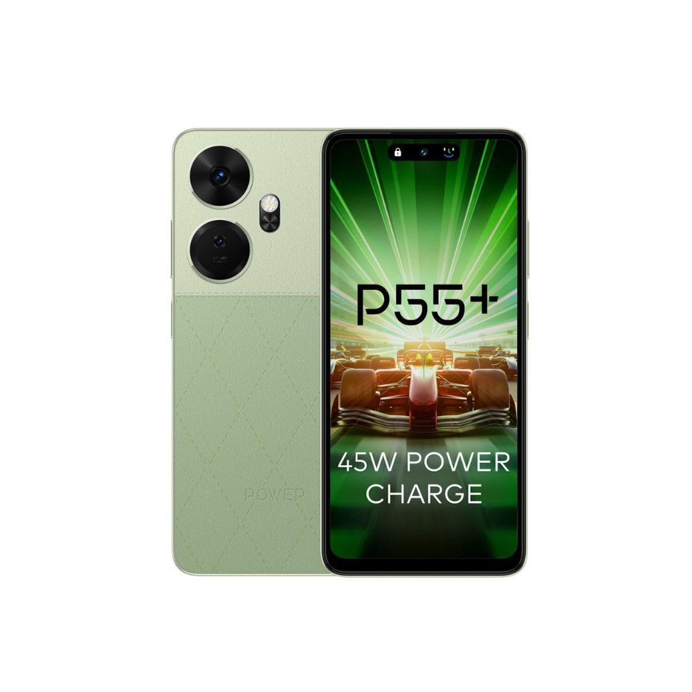 itel P55 4G  Upto 16GB RAM with Memory Fusion  256GB ROM 50MP AI Dual Rear Camera  8MP Front Camera 45W Charger with 5000 mAh Battery  Dynamic BarUFS 22 Royal Green