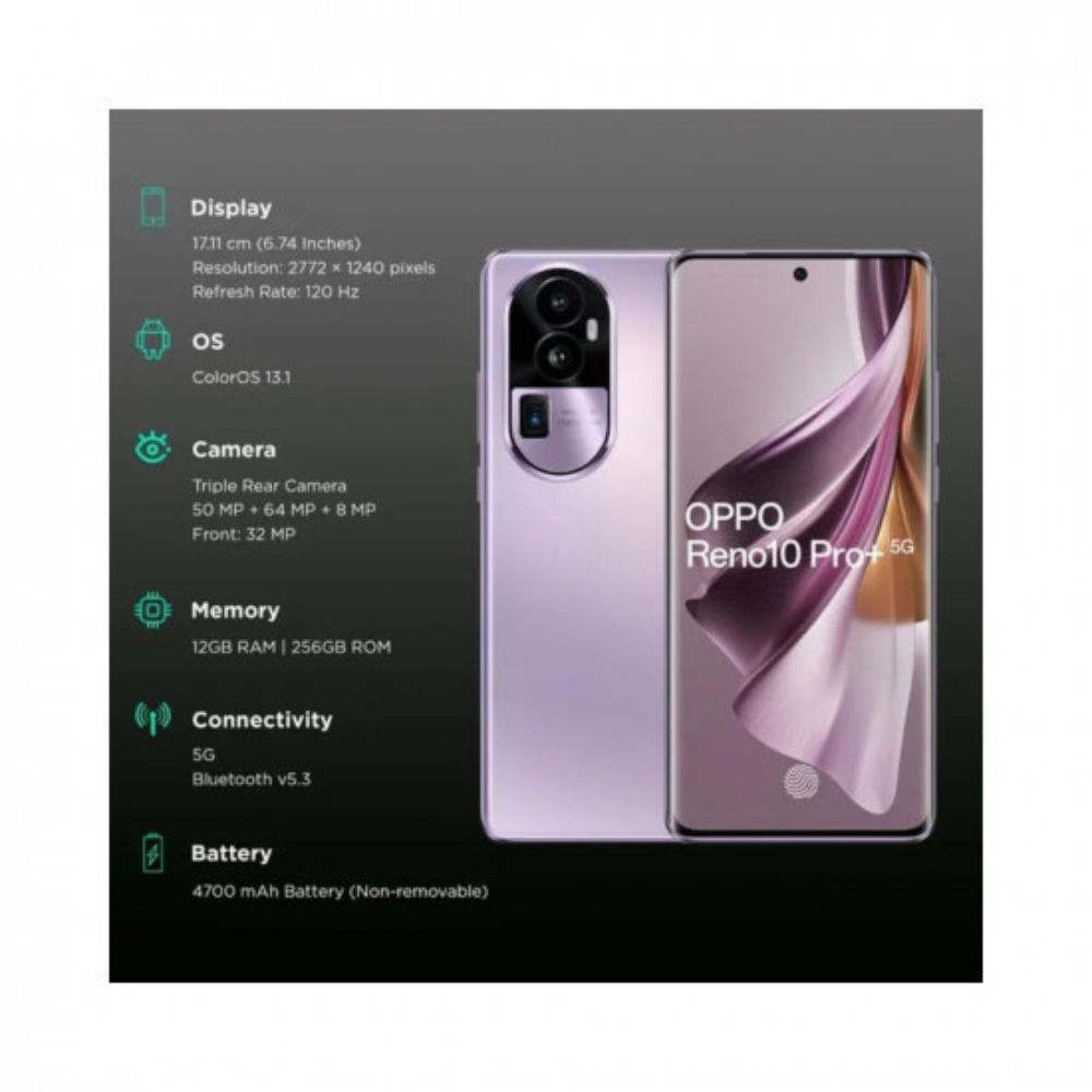 Reno 10 Pro 5G Smartphone Glossy Purple 12GB RAM 256GB Storage