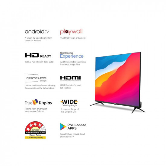 VW  80  cm  32  inches  Playwall  Frameless  Series  HD  Ready  Android  Smart  LED  TV  VW3251  Black