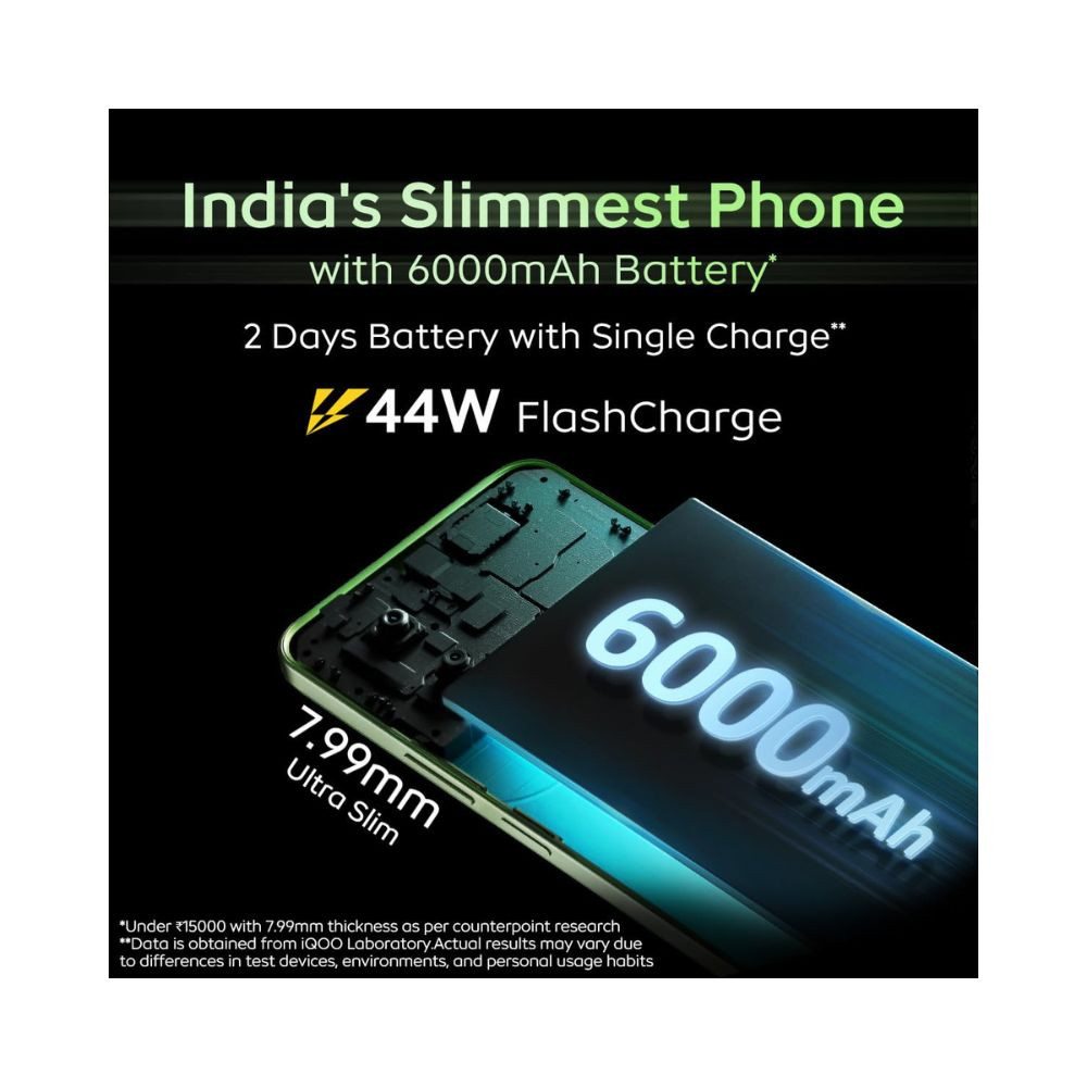 iQOO Z9x 5G Tornado Green 4GB RAM 128GB Storage  Snapdragon 6 Gen 1 with 560K AnTuTu Score  6000 mAh Battery with 799mm Slim Design  44W FlashCharge