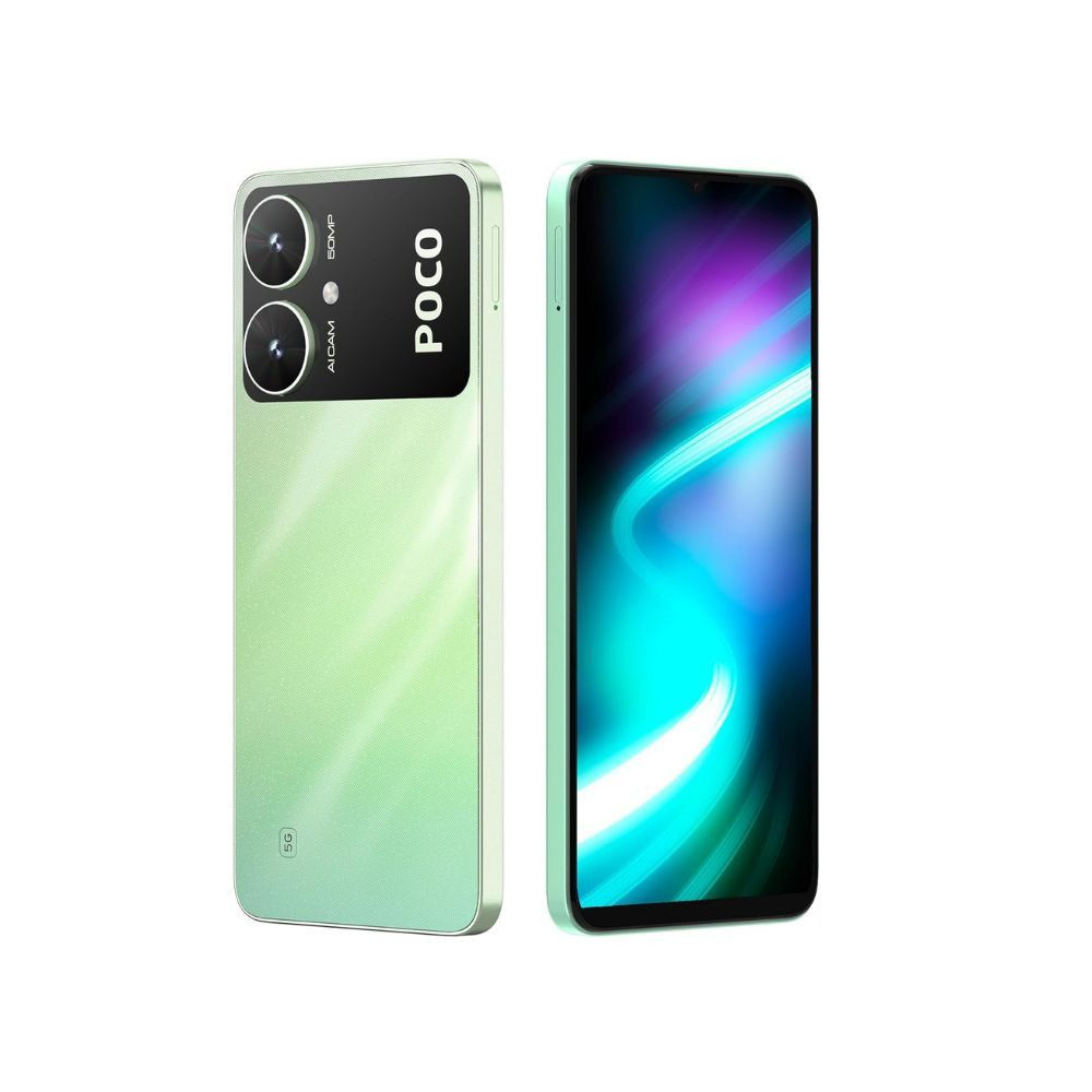 POCO M6 5G Polaris Green 4GB RAM 64GB Storage  MediaTek Dimensity 6100 5G Processor  5000 mAh Battery  18W Fast Charging  50 MP AI Dual-Camera System  Side Fingerprint Sensor