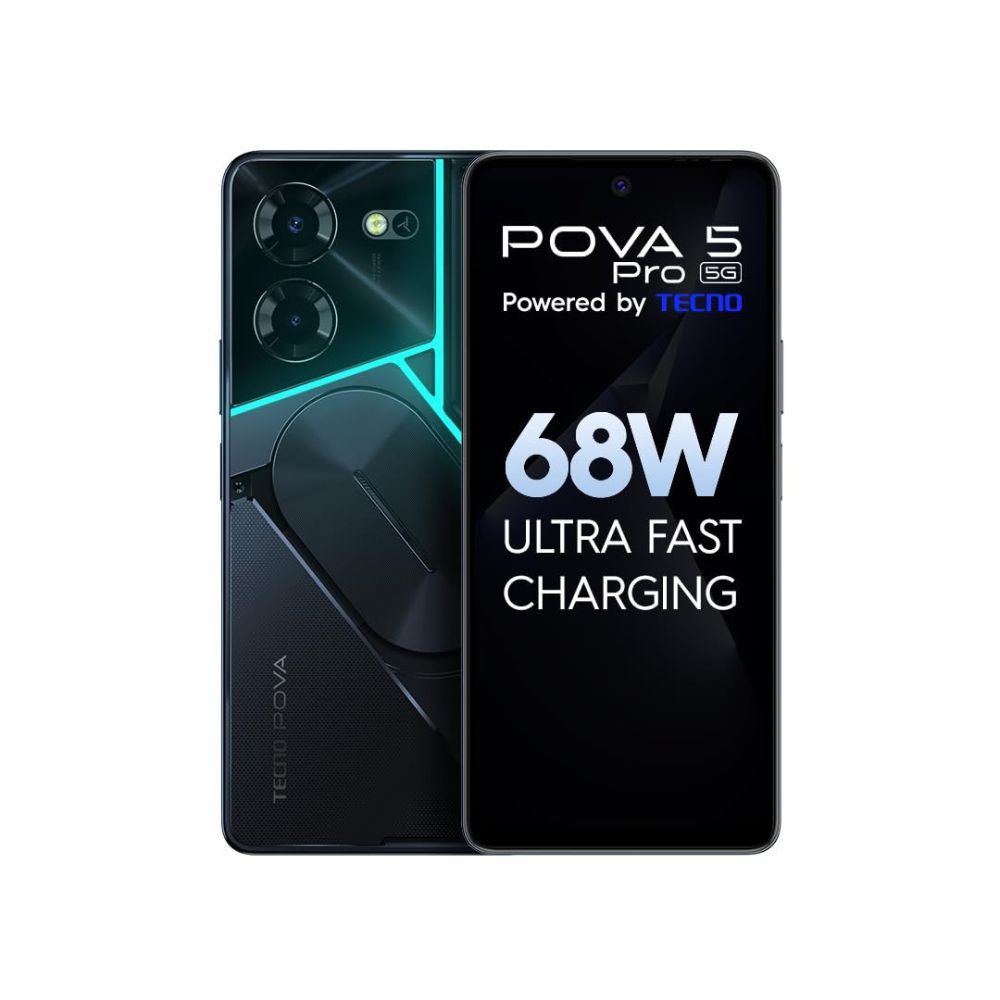 TECNO Pova 5 Pro 5G Dark Illusion 8GB RAM256GB Storage Segment 1st 68W Ultra Fast Charging  Indias 1st Multi-Colored Backlit ARC Interface  50MP AI Dual Camera  678FHD Dot-in Display