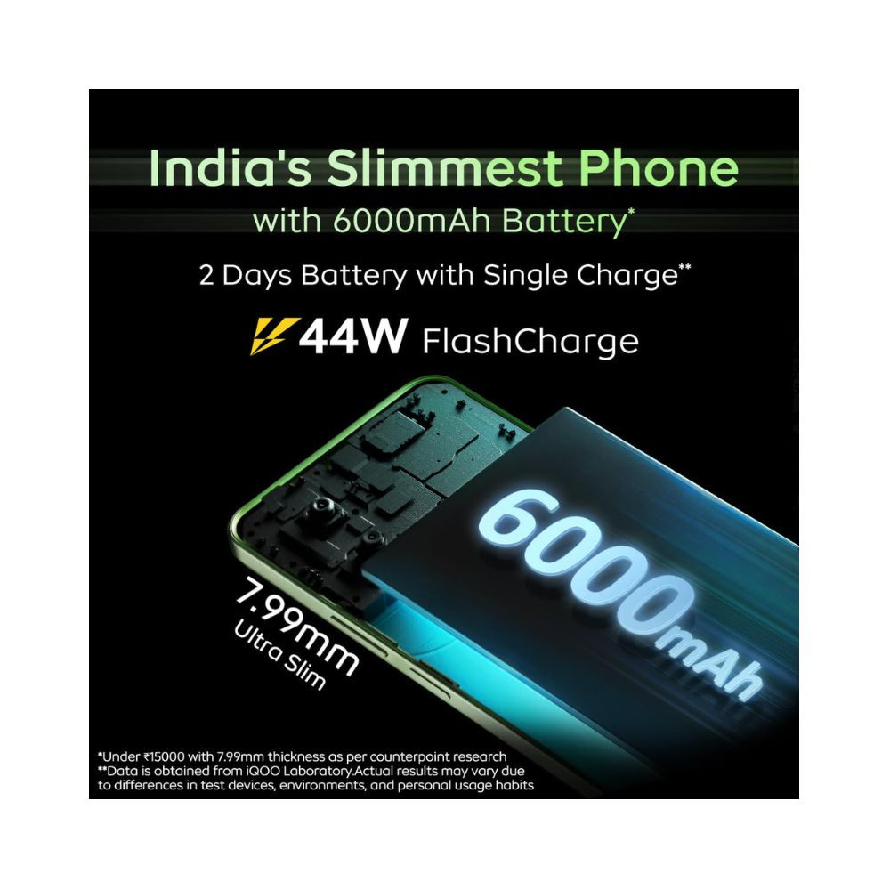 iQOO Z9x 5G Tornado Green 6GB RAM 128GB Storage  Snapdragon 6 Gen 1 with 560K AnTuTu Score  6000 mAh Battery with 799mm Slim Design  44W FlashCharge