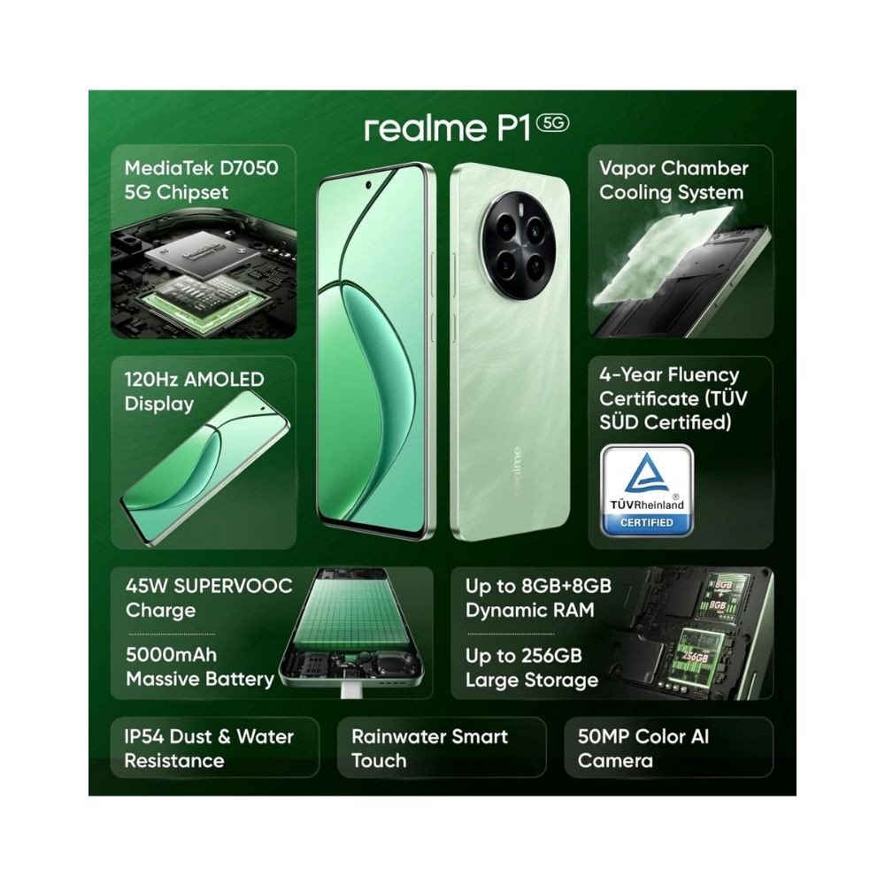 realme P1 5G Peacock Green 8GB RAM 128GB Storage