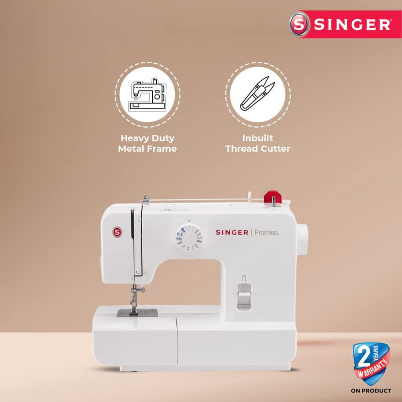 Singer Promise 1408 Zig-Zag Sewing Machine 8 Built-in Stitches 24 Stitches Functions with 70W Powerful motor  Feed dog with106 Teeth in 6 Rows White-Get Free Online Interactive Master Class