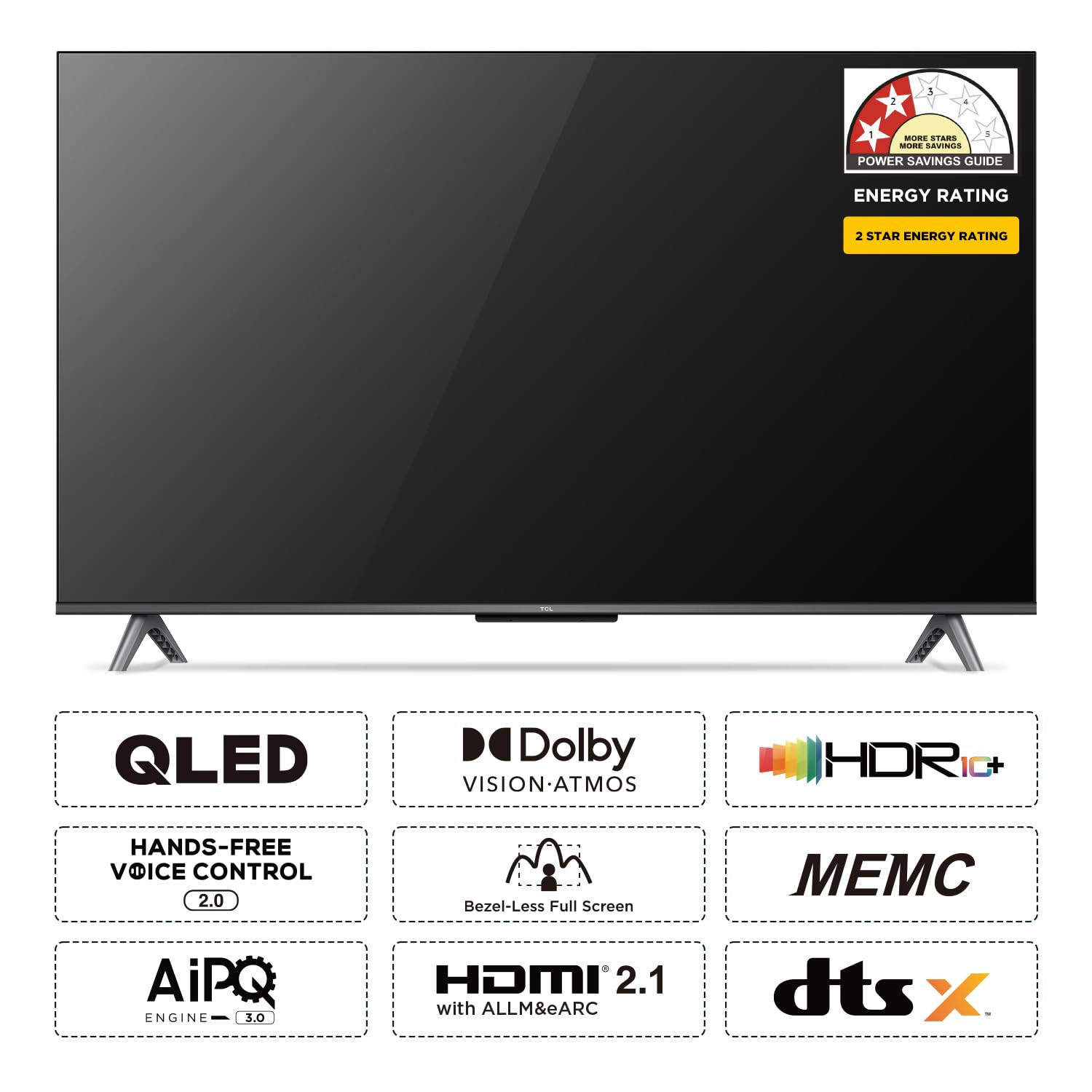 TCL 108 cm 43 inches 4K Ultra HD Smart QLED Google TV 43T6G Black