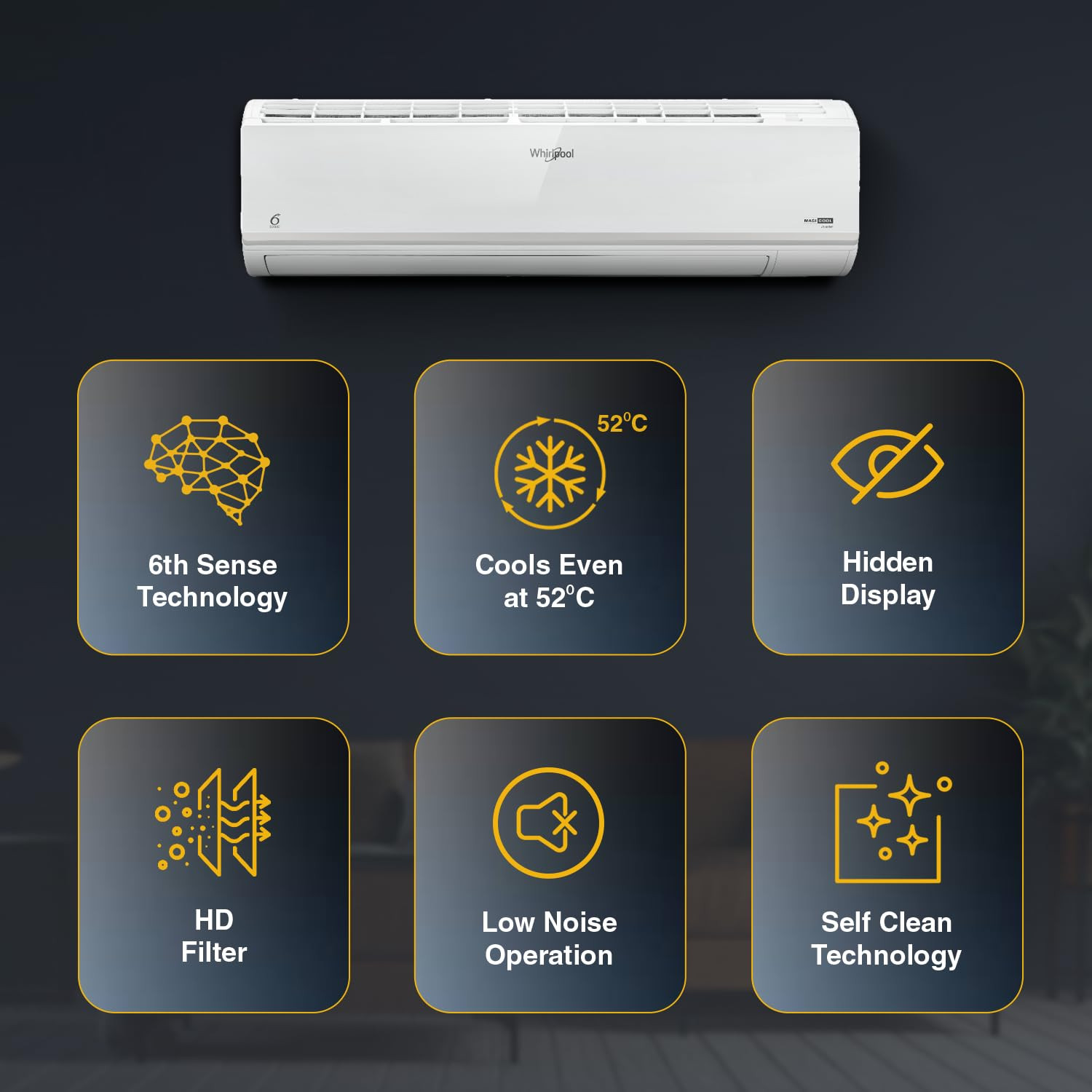 Whirlpool 15 Ton 5 Star Magicool Inverter Split AC MAGICOOL 15T 5S INV CNV S4I2AD0 Copper Convertible 4-in-1 Cooling Mode HD Filter 2024 Model White