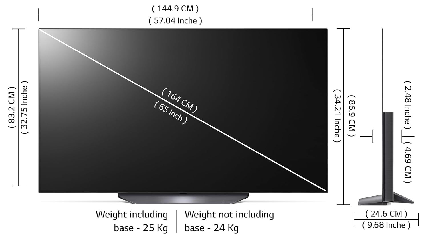 LG 164 cm 65 inches 4K Ultra HD Smart OLED TV 65B2PSA Black