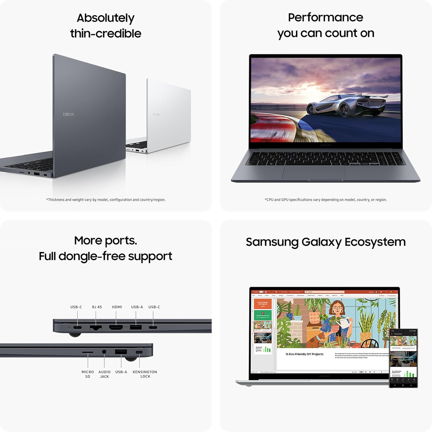 Samsung Galaxy Book4 Gray 16GB RAM 512GB SSD  156 Full HD Screen  Intel Core 5 120U Processor  Windows 11 Home  MS Office 2021  Fingerprint Reader  Intel Iris XE Graphics  RJ45 LAN Port