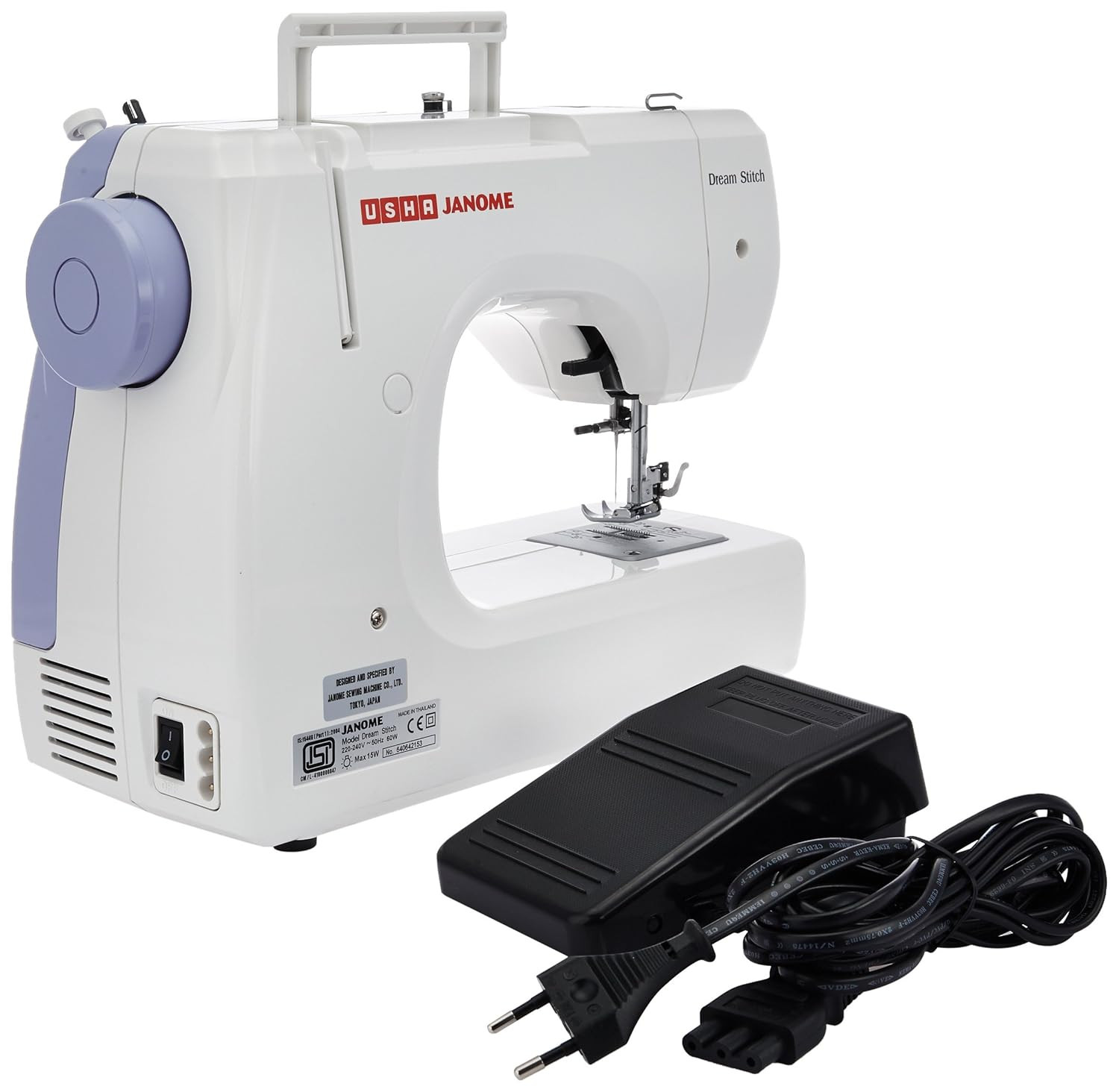 Usha Janome Dream Stitch Automatic Zig-Zag Electric Sewing Machine  7 Built-In-Stitches  14 Stitch Function White  Bluewith complementary Sewing Lessons in Nine languages