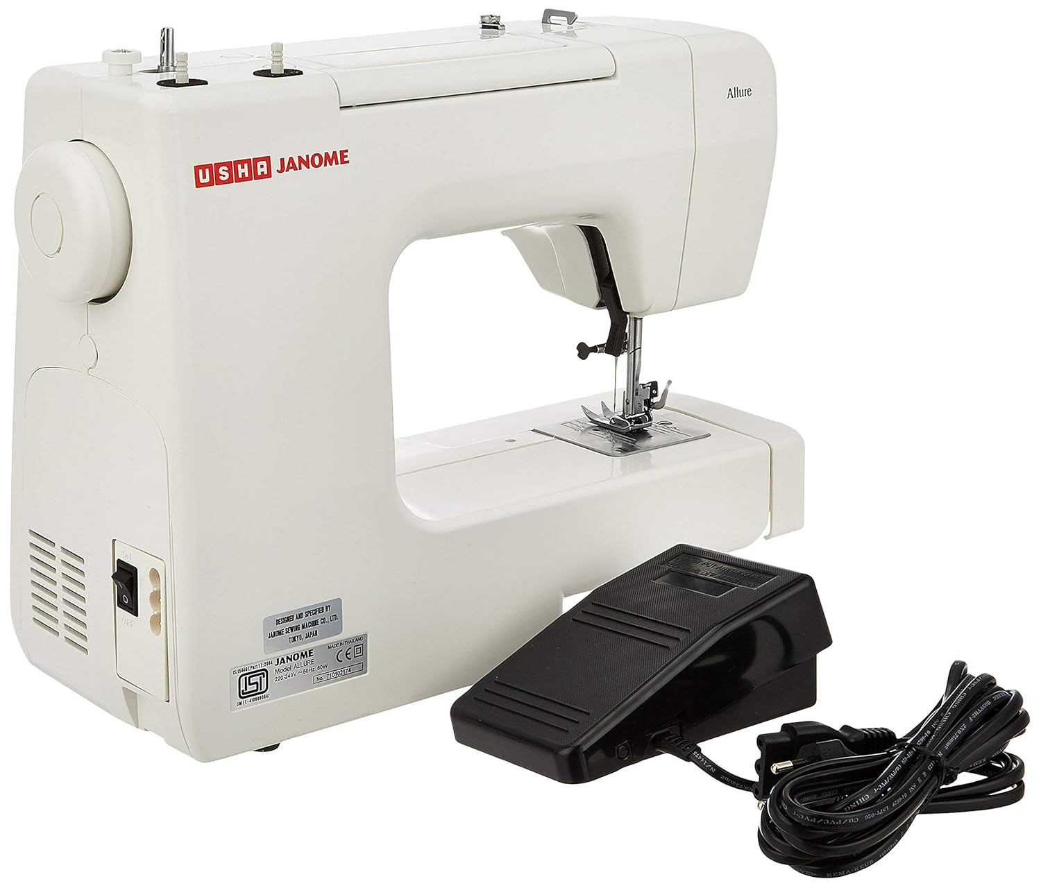 Usha Janome Allure Automatic Zig-Zag Electric Sewing Machine  13 Built-In-Stitches  21 Stitch Function White with complementary Sewing Lessons in Nine languages