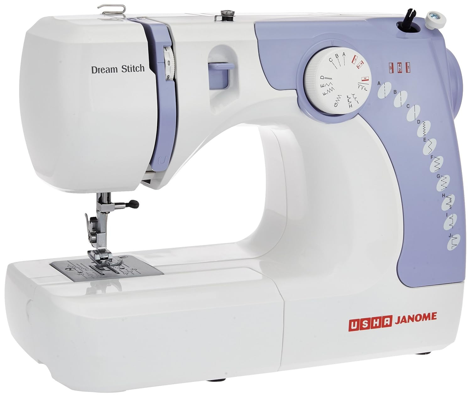 Usha Janome Dream Stitch Automatic Zig-Zag Electric Sewing Machine  7 Built-In-Stitches  14 Stitch Function White  Bluewith complementary Sewing Lessons in Nine languages