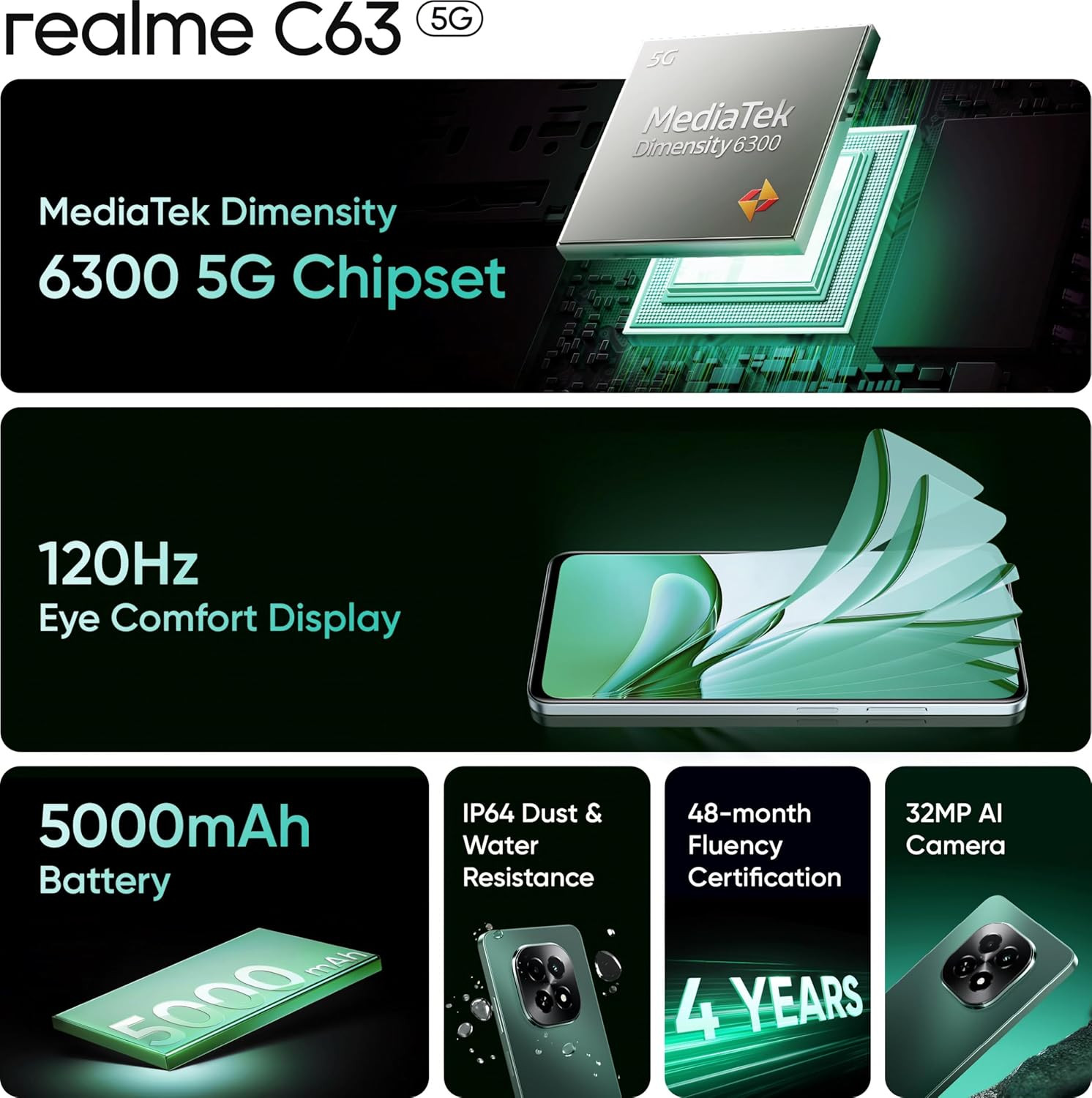 realme C63 5G Forest Green 6GB RAM 128GB Storage