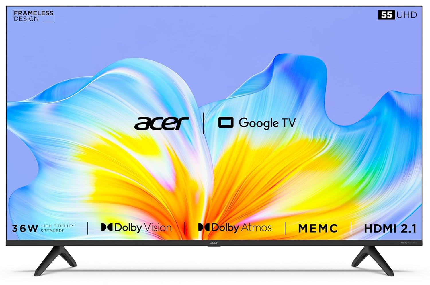 Acer 139 cm 55 inches Advanced I Series 4K Ultra HD Smart LED Google TV AR55GR2851UDFL Black