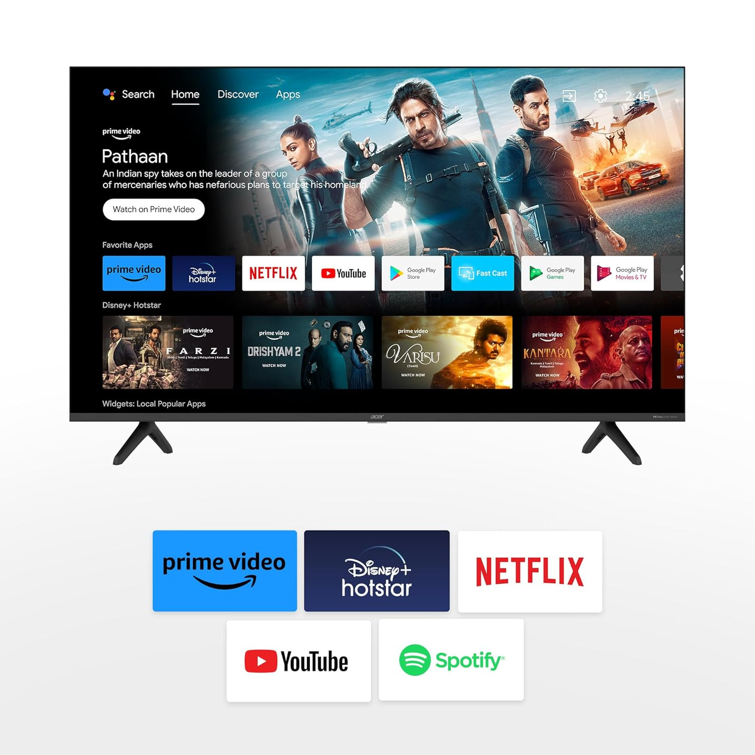 Acer 139 cm 55 inches Advanced I Series 4K Ultra HD Smart LED Google TV AR55GR2851UDFL Black