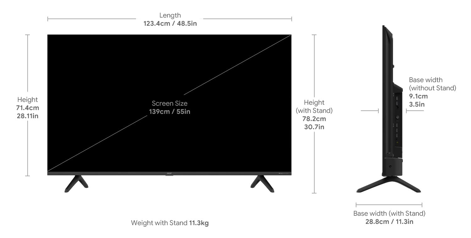 Acer 139 cm 55 inches Advanced I Series 4K Ultra HD Smart LED Google TV AR55GR2851UDFL Black