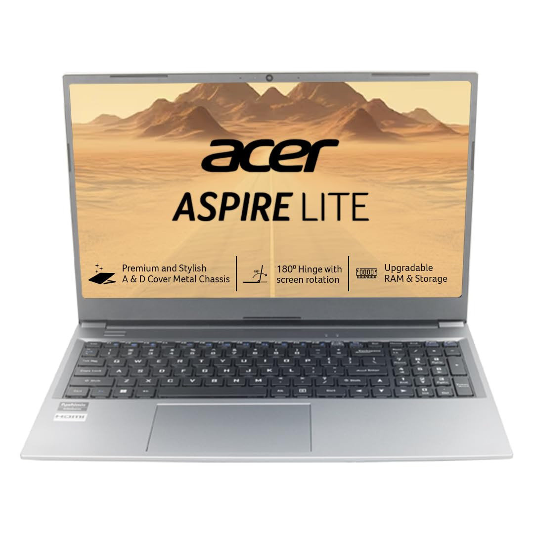 Acer Aspire Lite 12th Gen Intel Core i5-1235U Premium Laptop 16GB RAM512GB SSDWin11 HomeStudentIntel GraphicsMSO AL15-52 3962cm 156 Full HD Display Backlit Keyboard Steel Gray 159KG