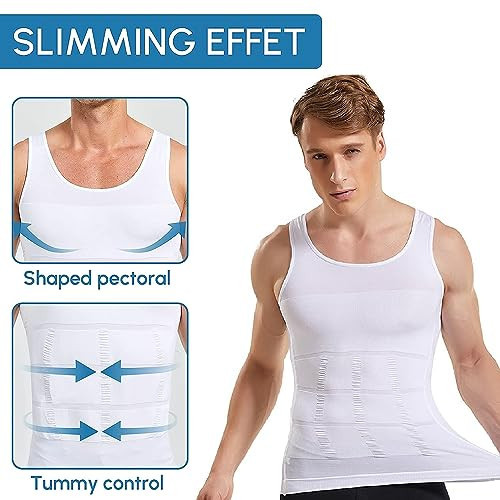 Mens Slimming Body Shaper Waist Tummy Control Tank Tops Tee Male