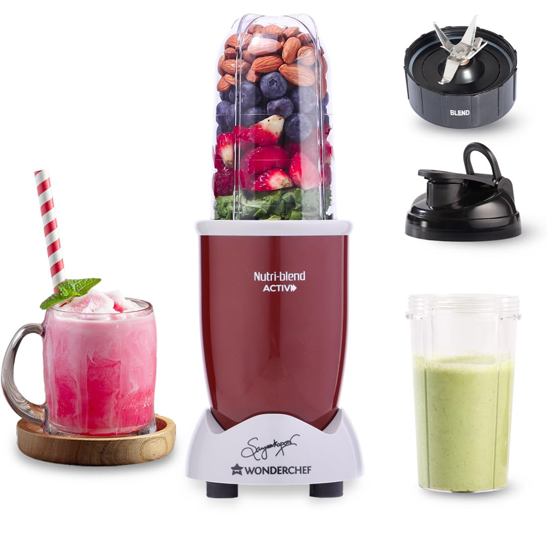 AGARO Royal Professional BlenderGrinderMixer 2000W 5 Preset Function Commercial heavy duty blender High Power  Speed Blender 9 Speed Settings Pulse  Timer 2L  600ml Small Grinding Jar