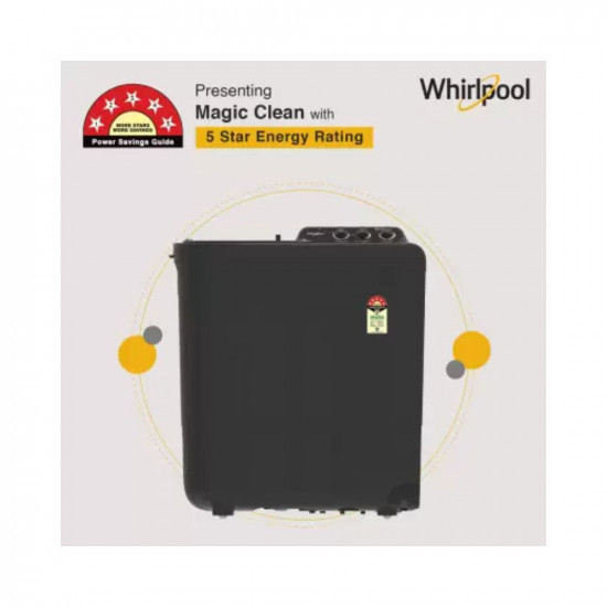 Agarwal Whirlpool 75 kg Magic Clean 5 Star Semi Automatic Top Load Washing Machine Black Grey MAGIC CLEAN 75 GREY DAZZLE 5YRJustHere