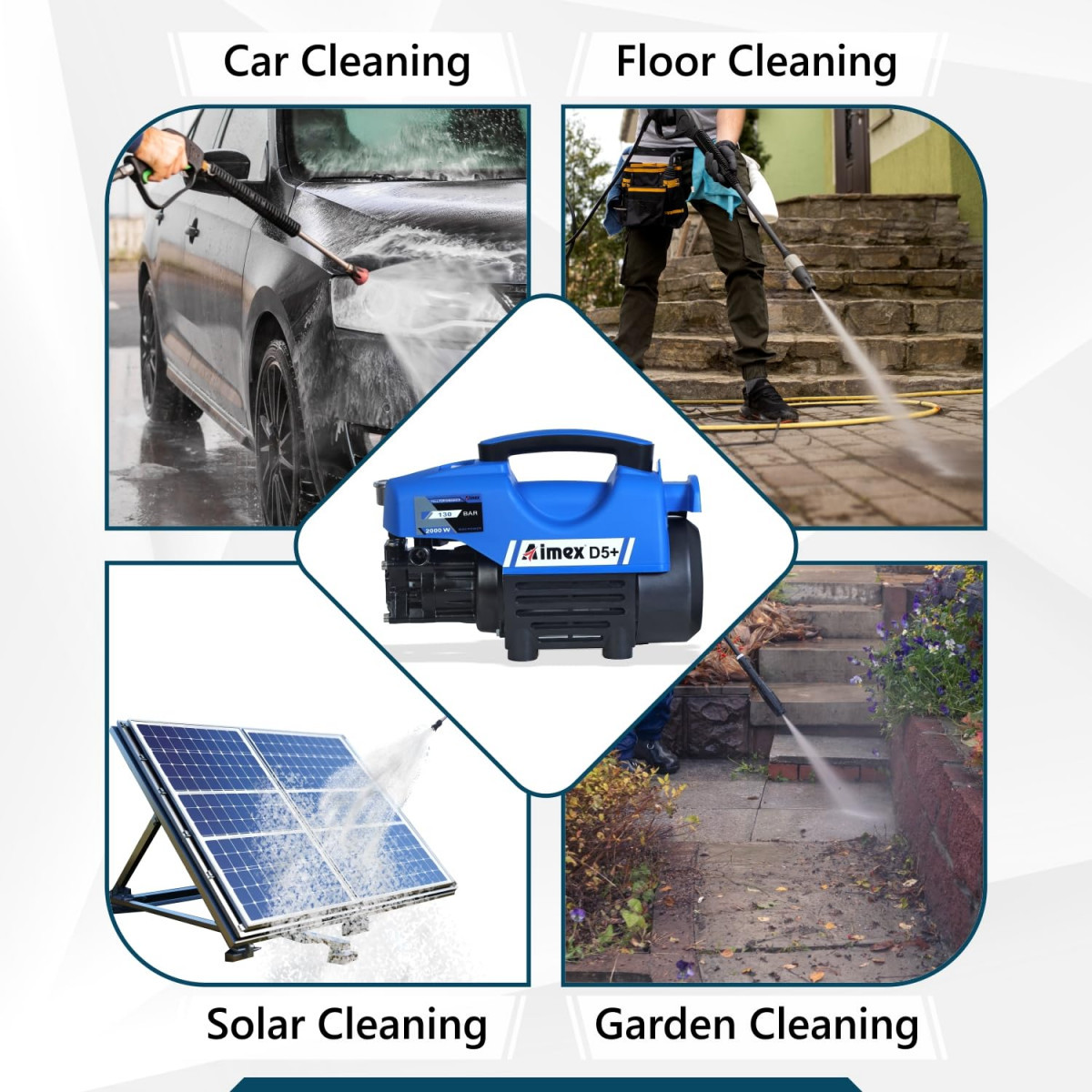 Aimex D5 High Pressure Car Washer Machine for Cleaning Car Bike  Home with 2000 Watts and Pressure 130 Bar with Copper Winding D5