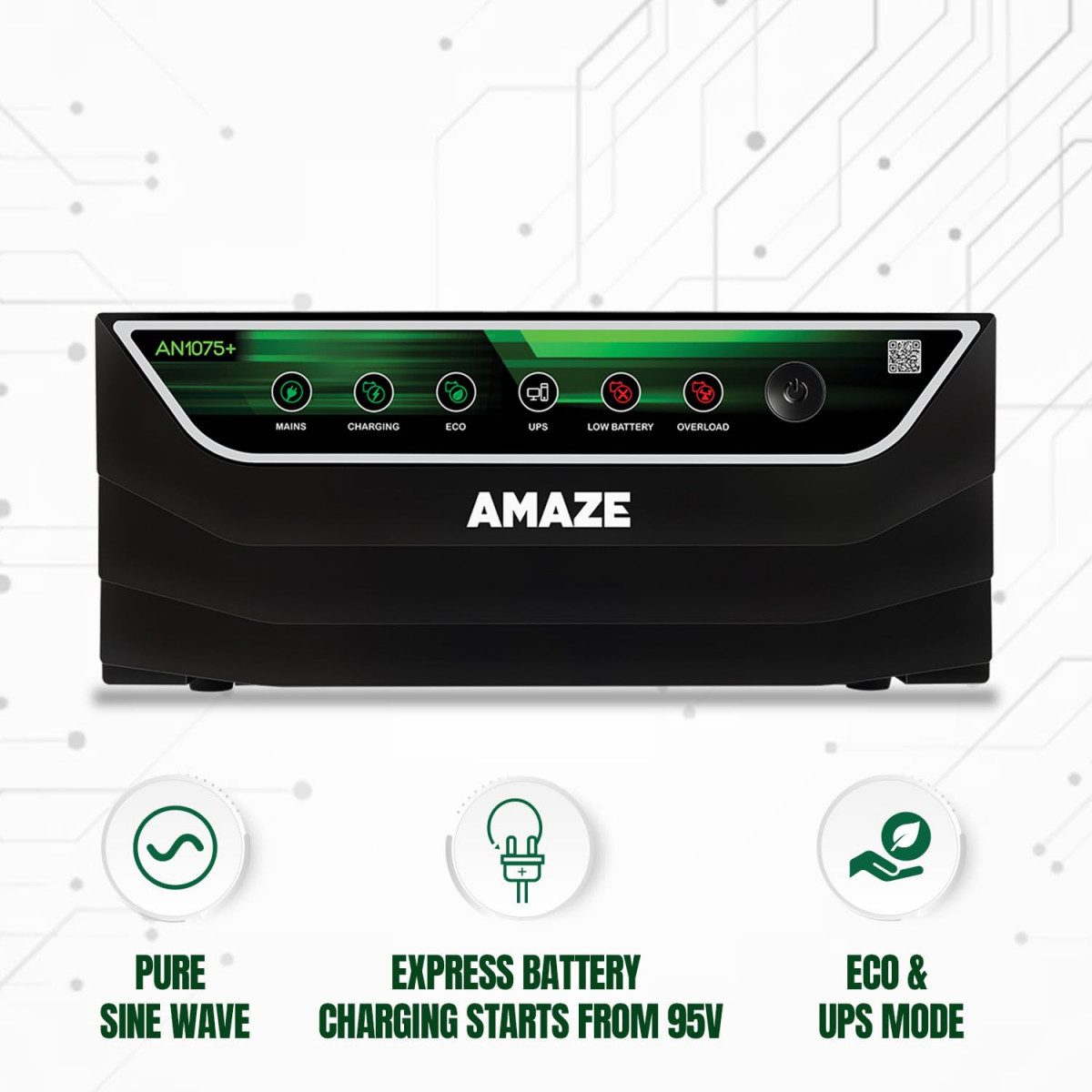 AMAZE AQ 107512V 900VA Square Wave Inverter for Home Offices and Shops
