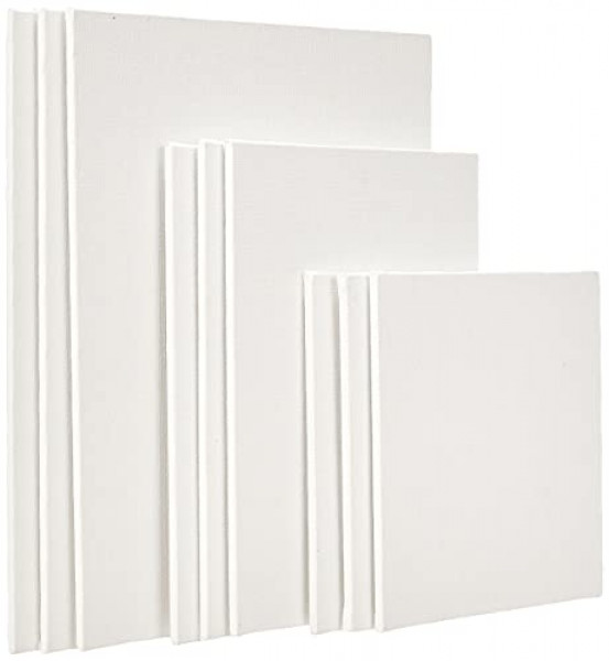 Cotton Canvas Boards for Painting (8x10, 6x8, 6x6 Combo Pack of 9,White)