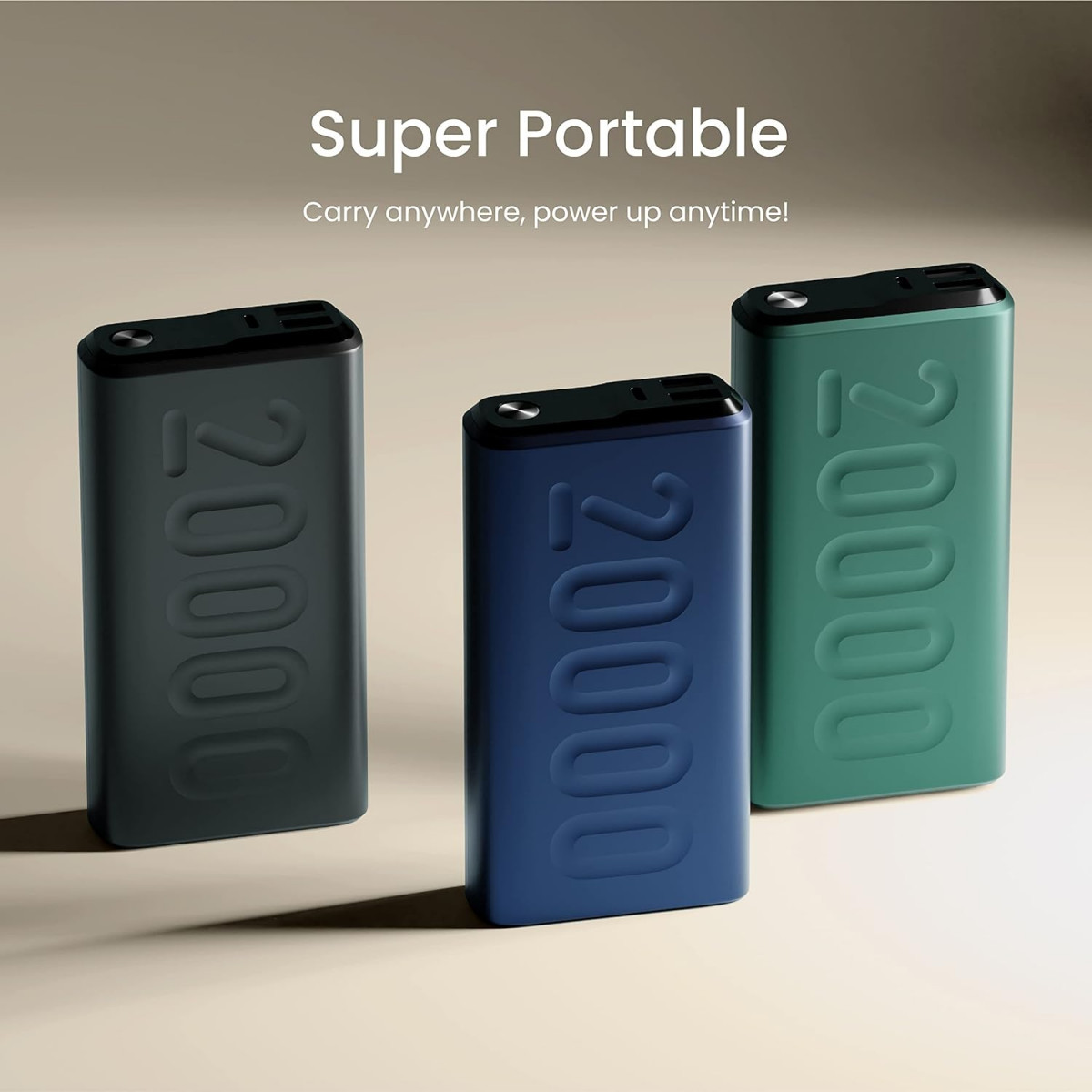 Ambrane 20000mAh Power Bank 20W Fast Charging Triple Output Type C PD Input  Output Quick Charge