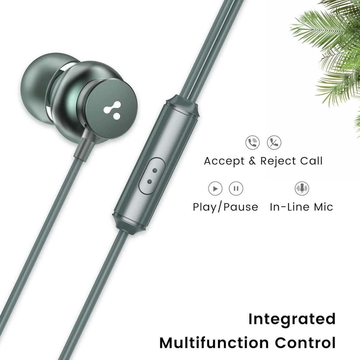 Ambrane Stringz 38 Wired Earphones with Mic Powerful HD Sound with High Bass Tangle Free Cable Comfort in-Ear Fit 35mm Jack Green Normal