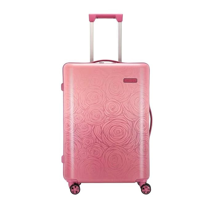 American Tourister AMT Vicenza SP77 TSA Rose Gold Womens Luggage with Print Body and Colour Match Components TSA Lock and Double Wheels