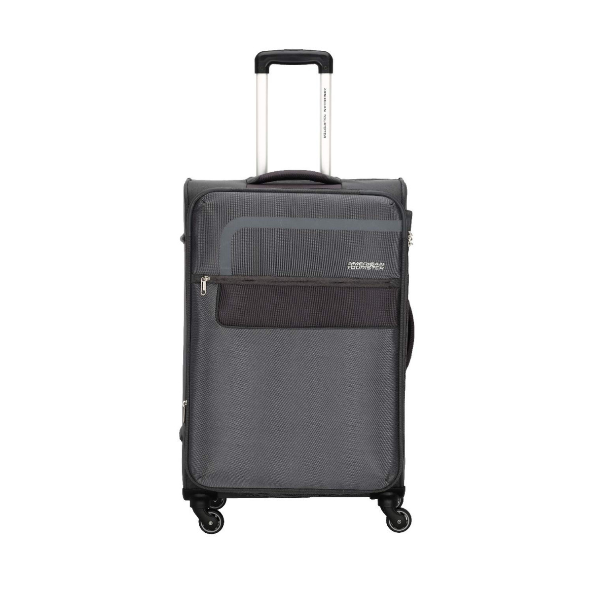 American Tourister Geneva 69 cms Medium Check-in Polyester Soft Sided 4 Spinner Wheels LuggageSuitcaseTrolley Bag Grey