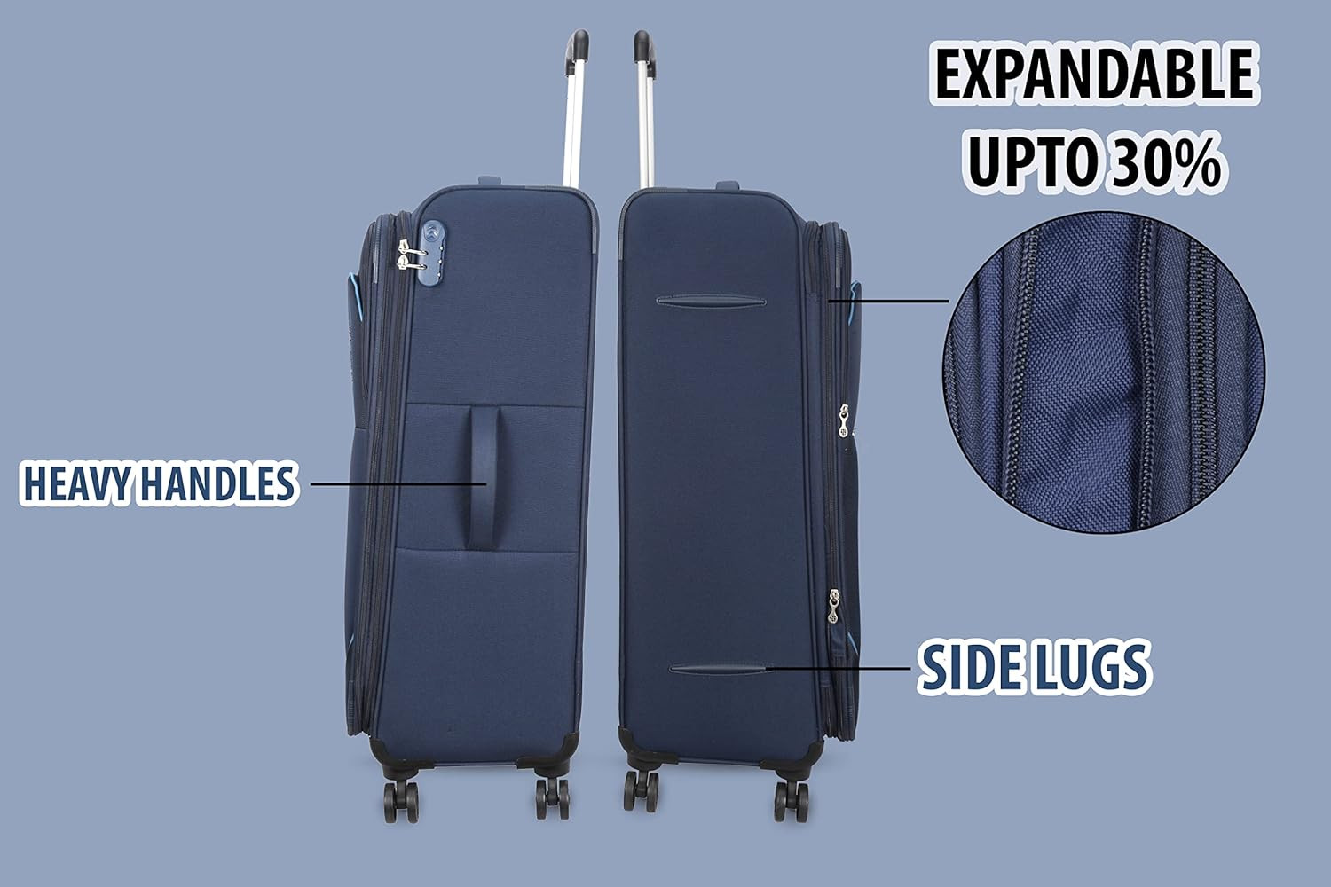 American Tourister Kamiliant 3 Pieces Set-Polyester Small 56 cm Medium 68 cm  Large 79 cm Softsided Luggage Trolley Blue