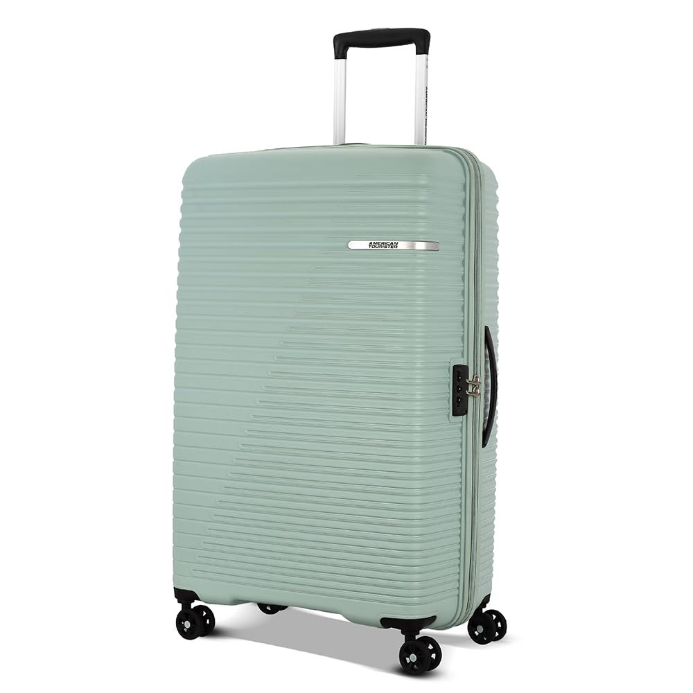 American Tourister Liftoff 79 cms Large Check-in Polypropylene Hard Sided Double Spinner Wheel LuggageTrolley BagSuitcase Seafoam Blue