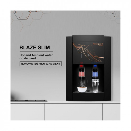 Ashok Aquaguard Blaze Slim ROUV Hot  Ambient Water Purifier with Active Copper Tech  Stainless Steel Tank  4L Storage  Suitable for BorewellTankerMunicipal Water  From Eureka Forbes