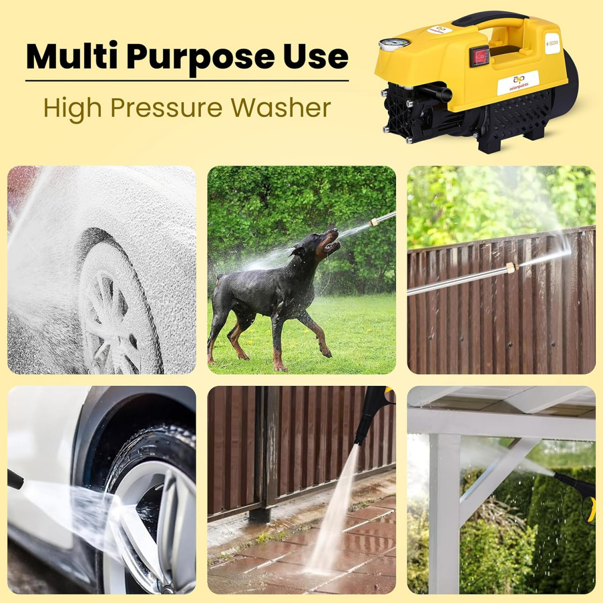 Asian Paints Trucare High Pressure Washer 1800w 120 bar Pressure  7 Litremin Flow Rate  8 Meters Outlet Hose provided  Portable Used for Home Cleaning Bike  car Cleaning  Grip Handle
