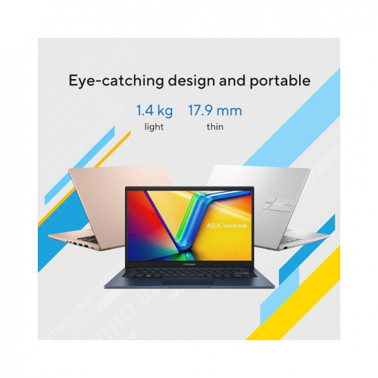 ASUS Vivobook 14 IntelCore i3-1215U 12th Gen 14 3556 cm FHD Thin and Light Laptop 8 GB RAM512GB SSDWin11Office 2021Fingerprint42WHr Blue140 kg X1404ZA-NK321WS