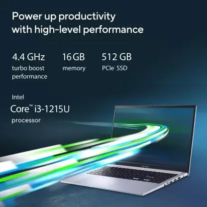 ASUS Vivobook 15 2024 Intel Core i3 12th Gen 1215U - 16 GB512 GB SSDWindows 11 Home X1502ZA-EJ993WS Thin and Light Laptop 156 Inch Icelight Silver 170 Kg with MS Office