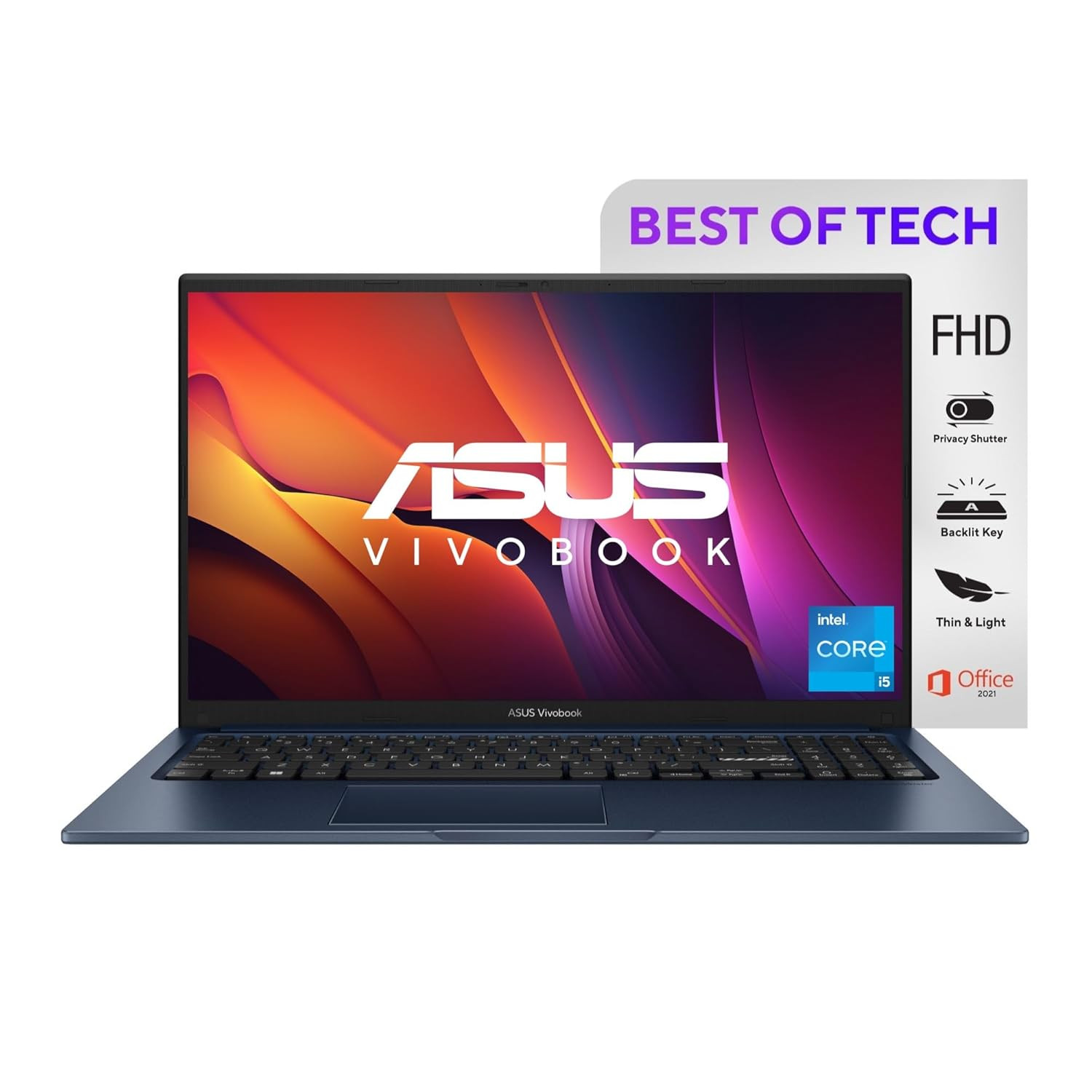 ASUS Vivobook 15 Intel Core i5-1235U 12th Gen 156 3962 cm FHD Thin and Light Laptop 8GB RAM512GB SSDWindows 11 HomeOffice 2021Backlit KeyboardQuiet Blue17 kg X1504ZA-NJ521WS