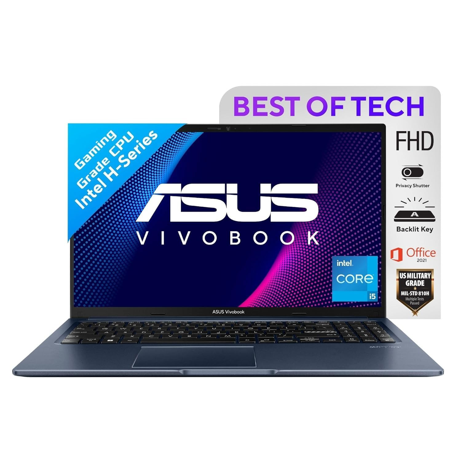 ASUS Vivobook 15 Thin and Light Laptop Core i5-12500H 12th Gen 156 3962 cm FHD 60Hz 16GB RAM512GBWindows 11Office 2021Blue17 kg X1502ZA-EJ541WS