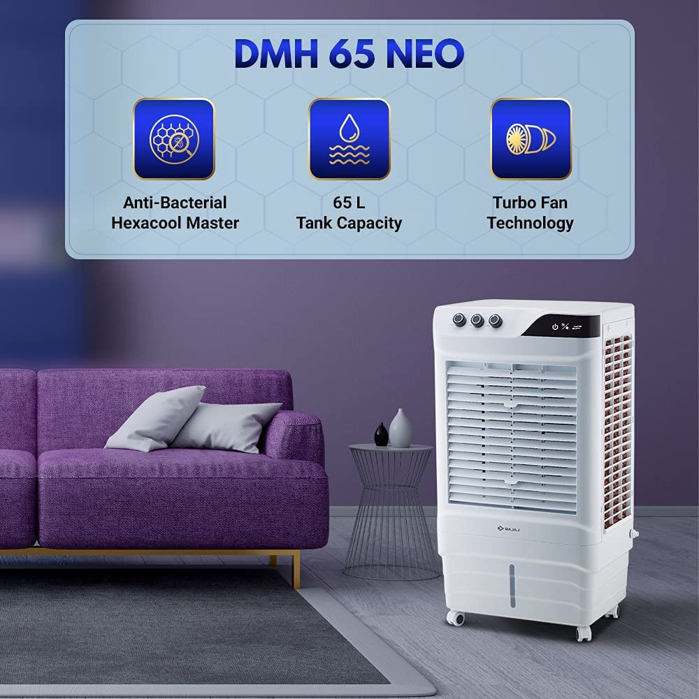 Bajaj DMH 65 Neo 65L Desert Air Cooler for home  3-Yr Warranty  DuraMarine Pump  TurboFan Technology