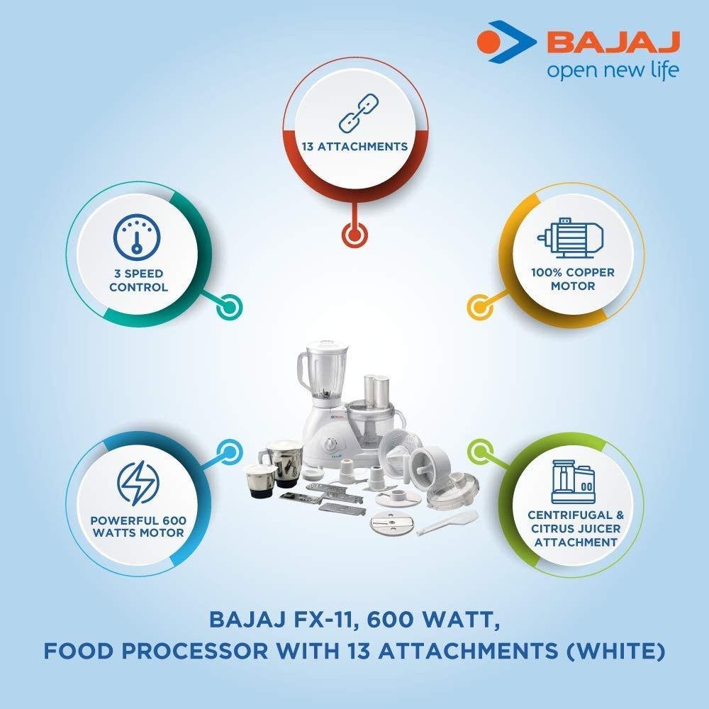 Bajaj Food Factory FX 11 600 Watts Food Processor White