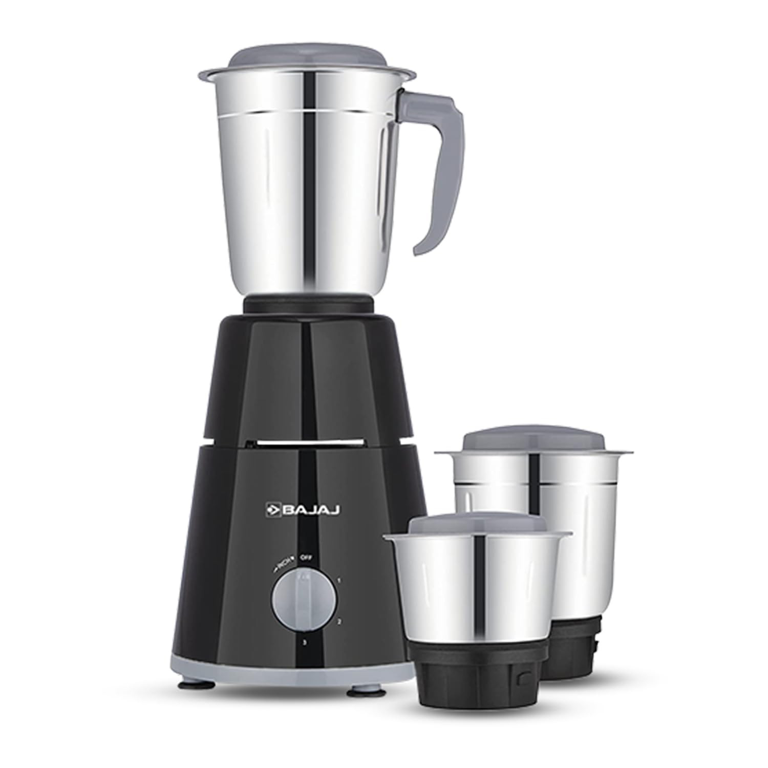 Bajaj GX-1 Mixer Grinder 500WSuperior Mixie For Kitchen2-in-1 for Dry Grinding Blade Function With Titan Motor3 Stainless Steel Mixer Jars1 Year Product Warranty By BajajBlack