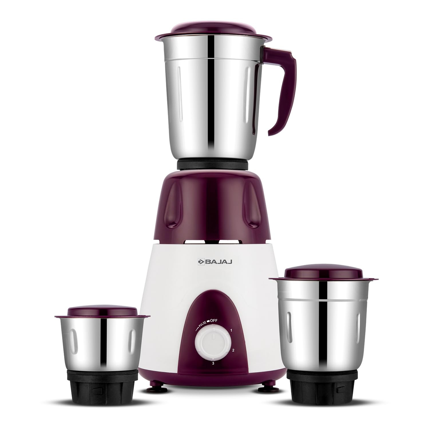 Bajaj Rex Mixer Grinder 500WMixie For Kitchen With Nutri-Pro Features3 SS Mixer Jars For Heavy Duty GrindingAdjustable Speed ControlMultifunctional Blade System2 Year Warranty By BajajPurple