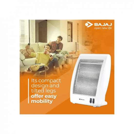 Bajaj RHX-2 Halogen Heater2 Heat Settings-400W800WNoiseless OperationDuraElement With 1-Yr Heating Element Warranty by BajajConvection Room Heater For Winter2-Yr Warranty By BajajWhite