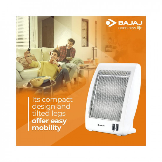 Bajaj RHX-2 Halogen Heater2 Heat Settings-400W800WNoiseless OperationDuraElement With 1-Yr Heating Element Warranty by BajajConvection Room Heater For Winter2-Yr Warranty By BajajWhite