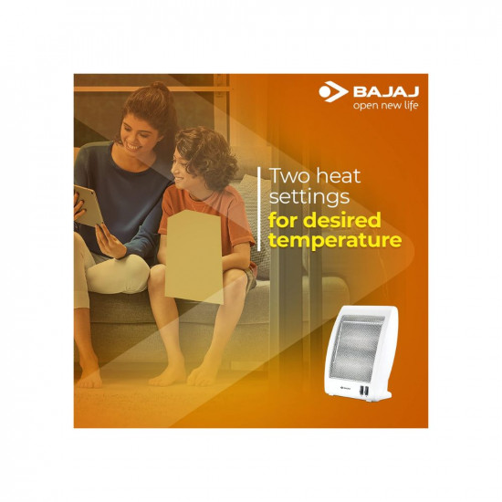 Bajaj RHX-2 Halogen Heater2 Heat Settings-400W800WNoiseless OperationDuraElement With 1-Yr Heating Element Warranty by BajajConvection Room Heater For Winter2-Yr Warranty By BajajWhite