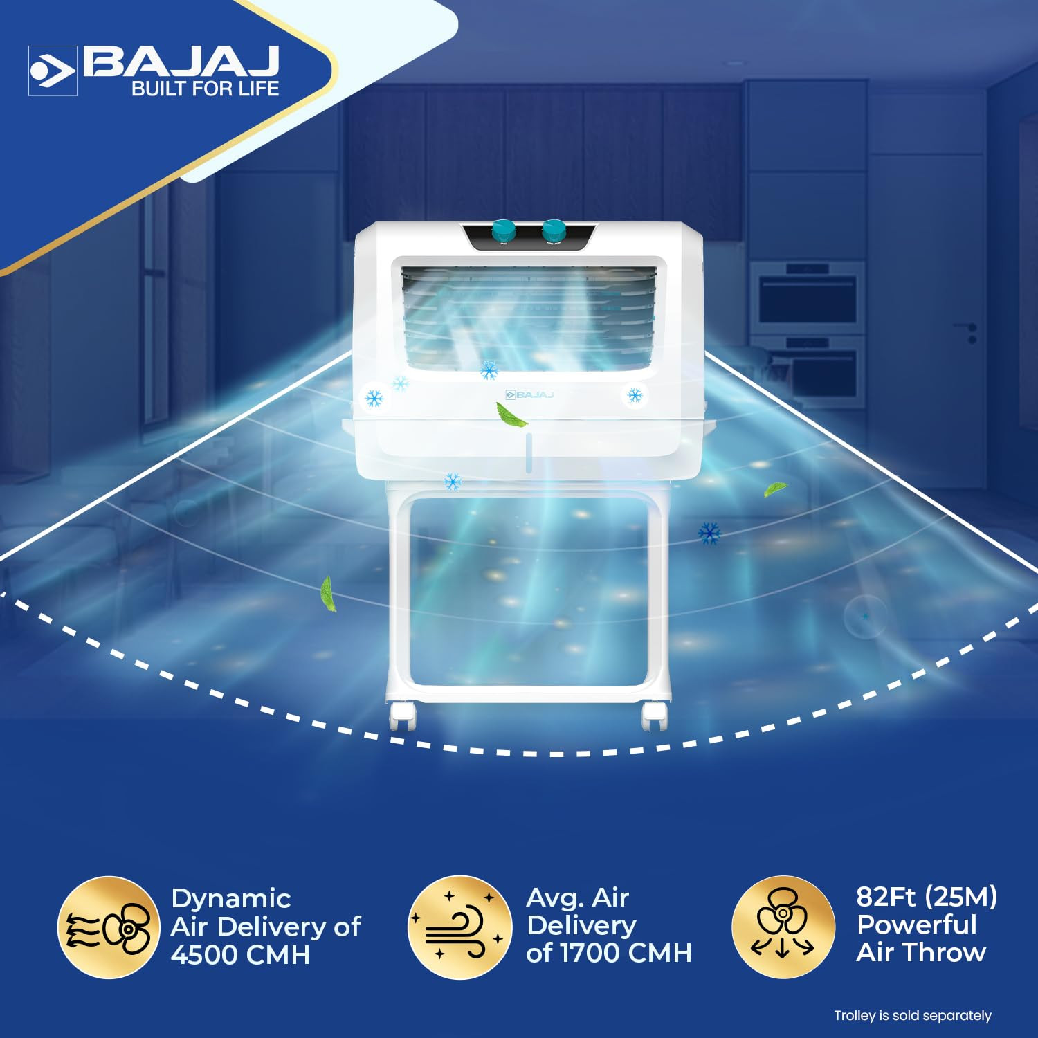 Bajaj Shield Series Vettora 55L Desert Cooler for HomeHoneycomb Cooling PadsInverter CompatibilityDual Side Water InletIce Chamber60-Ft Air Throw3-Yr Product 3-Yr Pump 3-Yr Motor WarrantyWhite