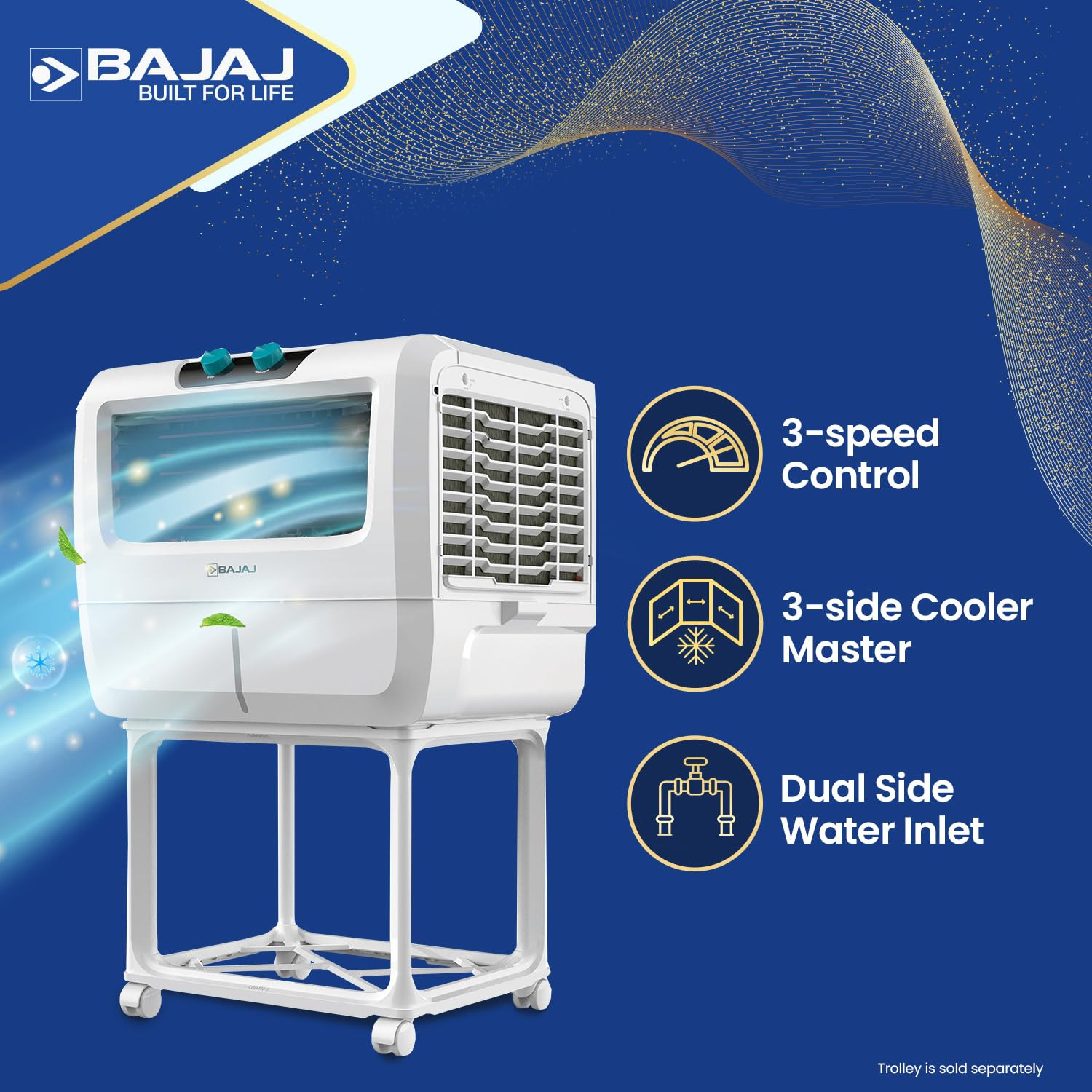 Bajaj Shield Series Vettora 55L Desert Cooler for HomeHoneycomb Cooling PadsInverter CompatibilityDual Side Water InletIce Chamber60-Ft Air Throw3-Yr Product 3-Yr Pump 3-Yr Motor WarrantyWhite