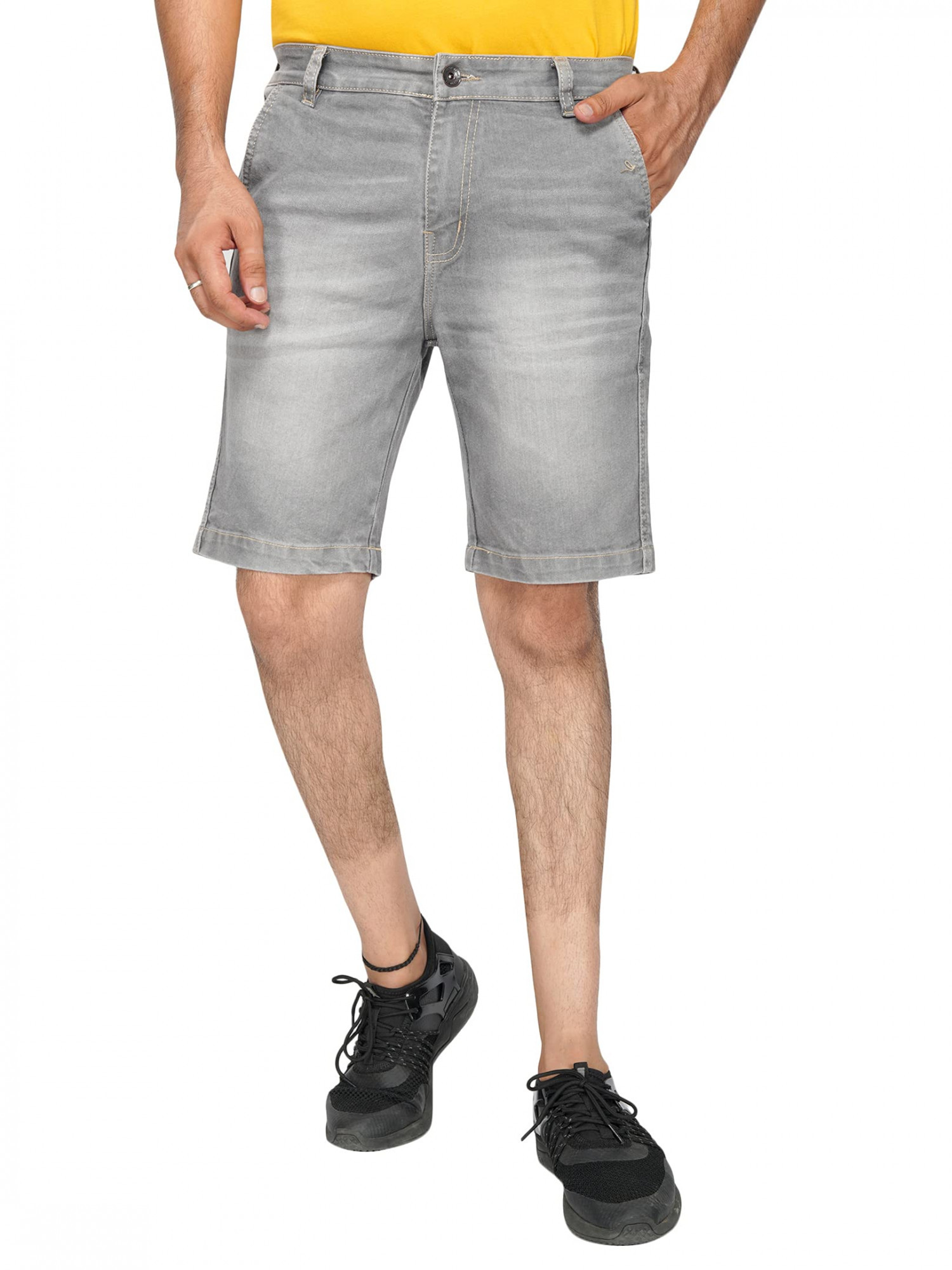 Ben Martin Men's Regular Fit Side Stripe Stretchable Blue_RG Denim Shorts  Size 30,Size 30